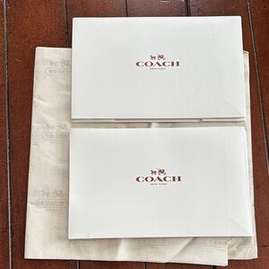 Coach White Packaging Set.  2 branded boxes and branded tissue.